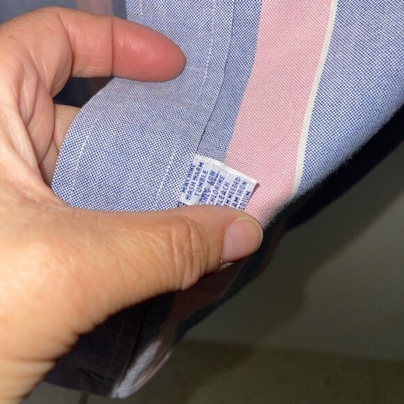 Ralph Lauren Vintage Mens Shirt Size 34 Blue Striped Button Down Pure Cotton - Picture 5 of 9